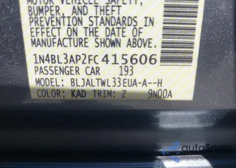 2015 Nissan Altima 3.5 Sl z USA, uszkodzony, nr VIN 1N4BL3AP2FC415606